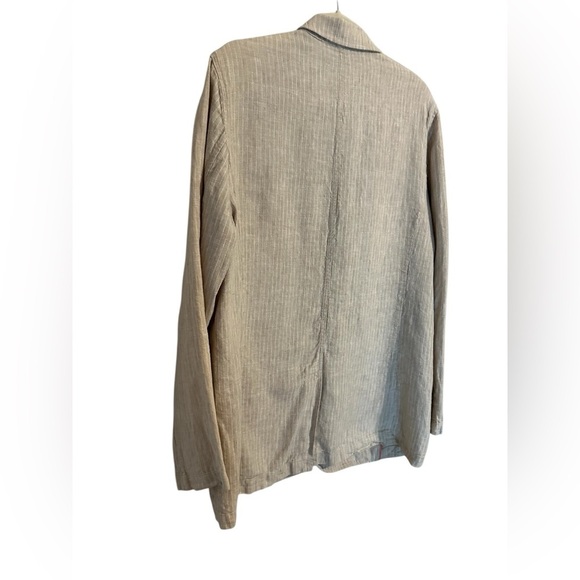Brandini 100% Linen Tan Cream Striped Blazer 2 Button Closure Relaxed Fit Size M - Picture 3 of 10